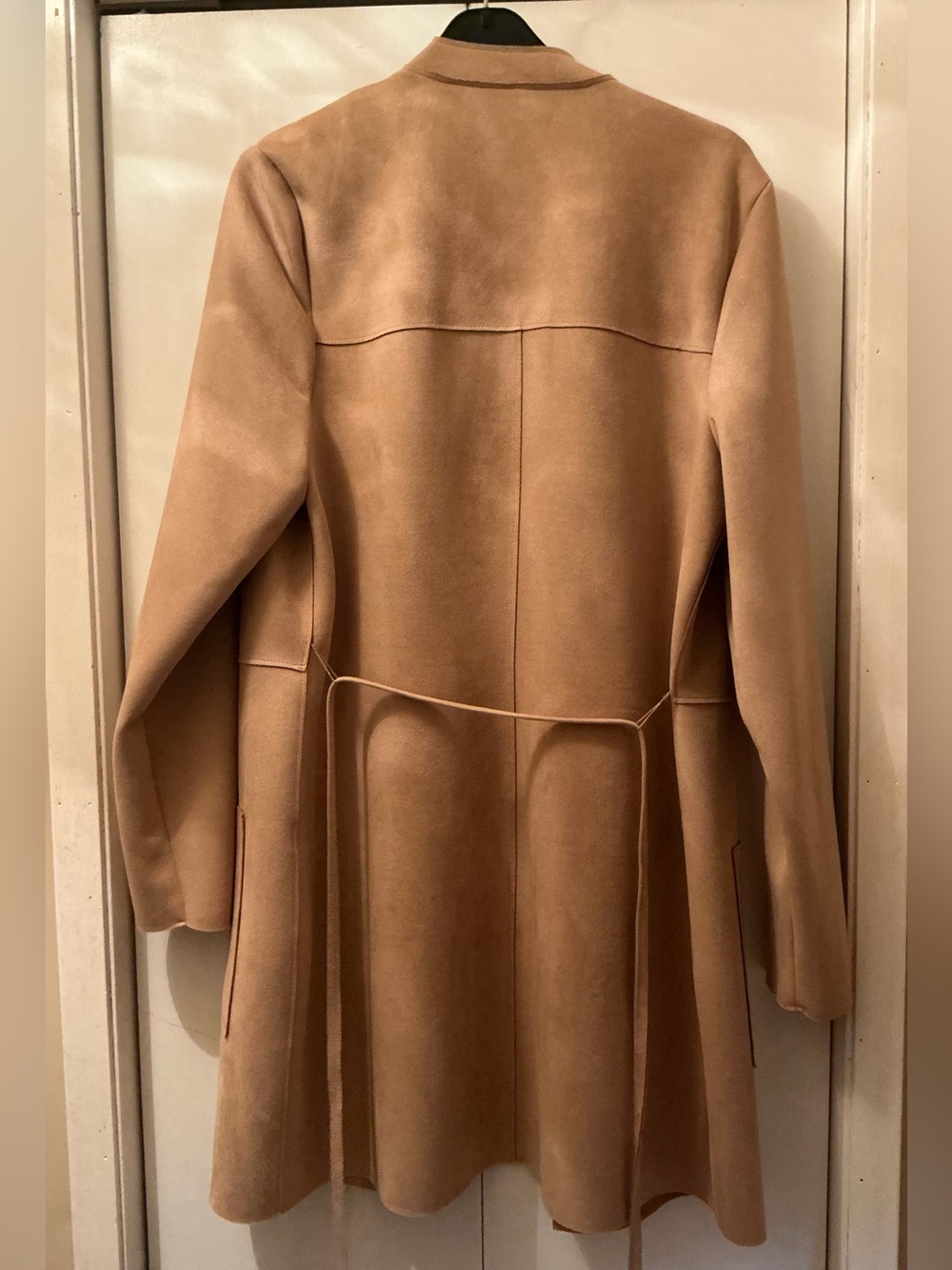 NYGARD Camel / Tan Faux Suede Duster Coat Jacket With Belt Size M - Picture 6 of 9